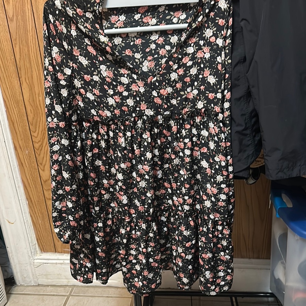 Floral Black and Pink Dress